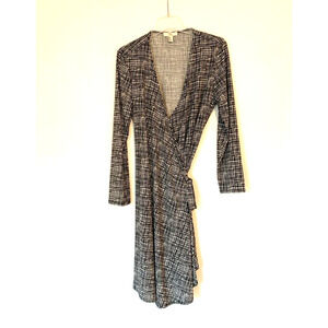 Halston Womens Wrap Dress Large Knee Long Sleeve Vneck Stretch